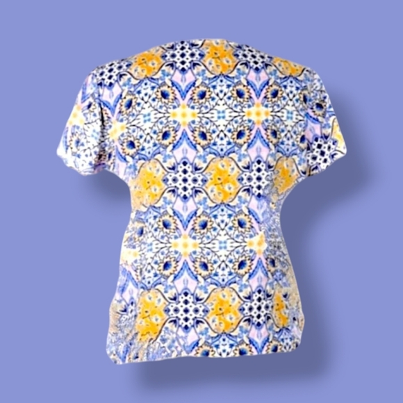 🌞 Short Sleeve Lavender and Yellow Tie Front Top by Pink Rose - Picture 3 of 6